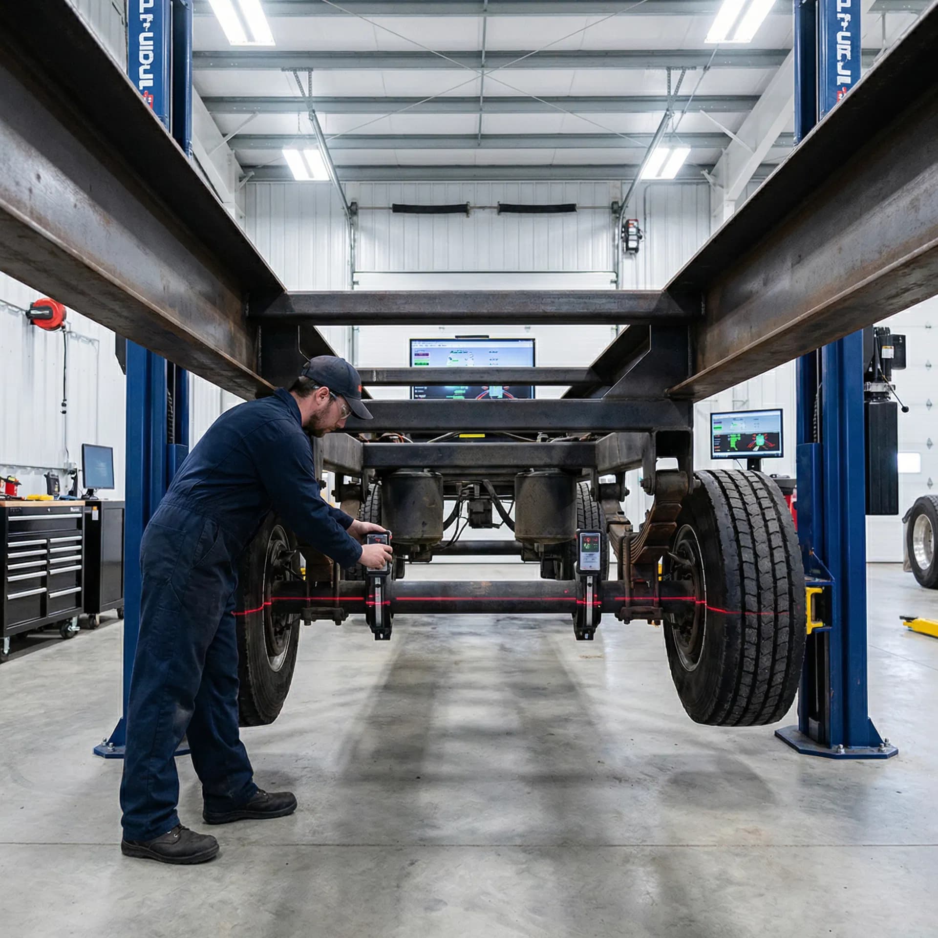 Trailer realignment and alignment-related service work