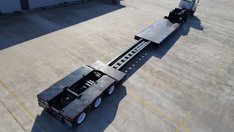 Overhead view of a black NG-Pro lowboy with the deck extended